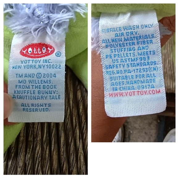 Yottoy Mo Willems Knuffle Bunny Plush Green 8" Small Stuffed Animal Toy 2004 - Picture 10 of 11